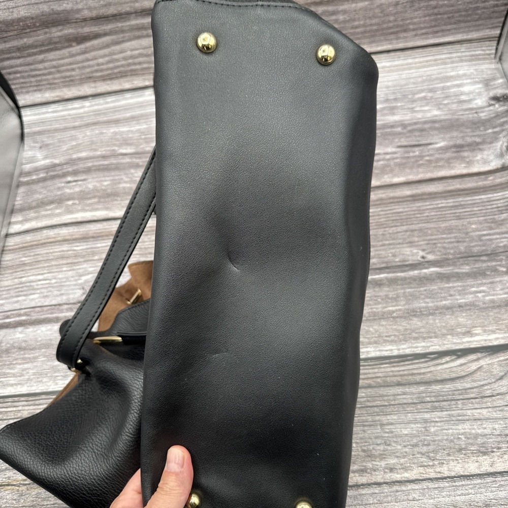 Sondra Roberts Large Black Pebbled Zip Top Tote Lined Inner Pockets Quiet Luxury - Picture 8 of 11